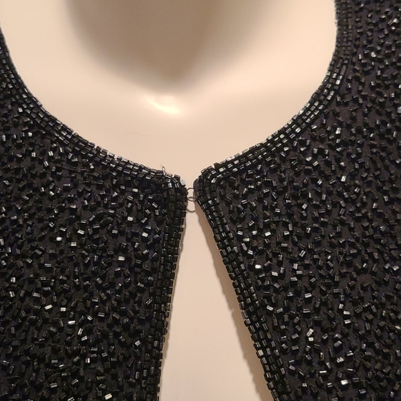Nordstrom Cecily Brown Womens Size M Gorgeous Black Beaded Silk Jacket - Picture 3 of 10